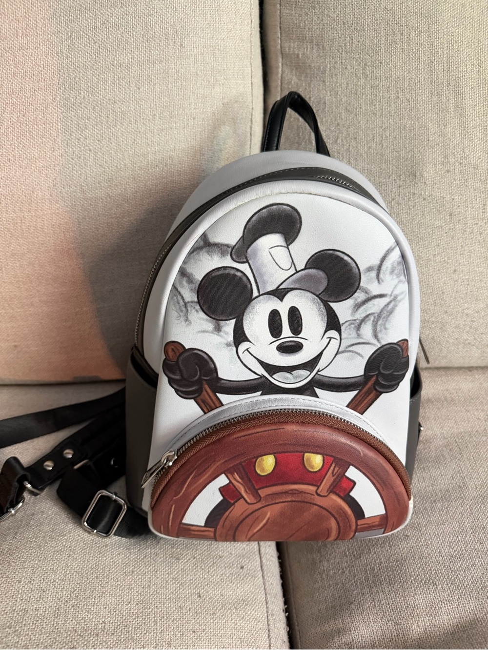 Disney Steamboat Mickey Mini Backpack - White, Black, Brown